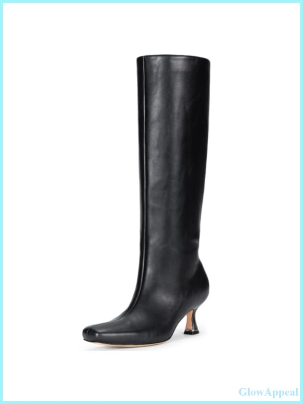 Women's Tall Knee High Boots Square Toe Kitten Heel Faux Leather Dress Boots